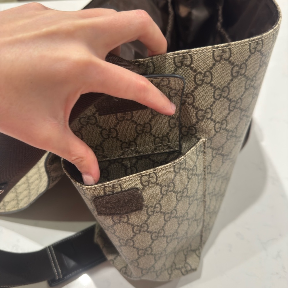 Stylish Beige and Brown Monogram Baby Bag - Picture 3 of 6